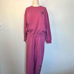 Pink Victoria’s Secret Cozy matching lounge set sweatshirt and joggers small